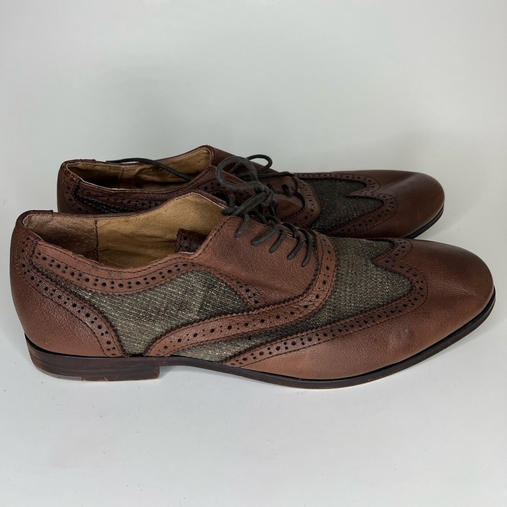 gray saks fifth Avenue Oxfords Lace Up Casual Dress Shoes Men Size 10.5 Brown